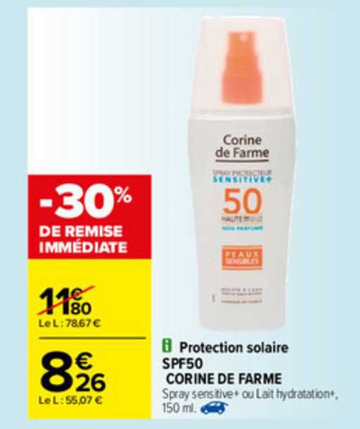 pretection solaire spf50 corine de farme