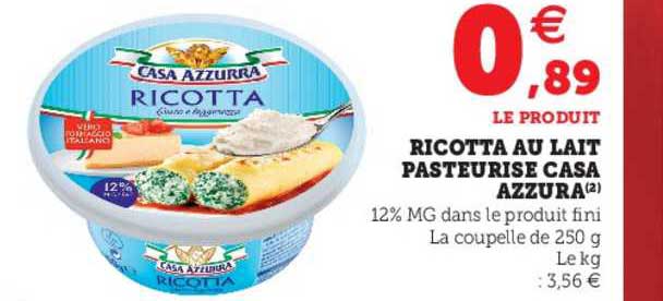 ricotta au lait pasteurisé casa azzura