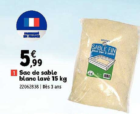 sac de sable blanc lavé 15 kg