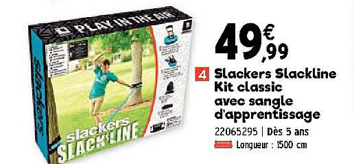 slackers slackline kit classic avec sangle d'apprentissage