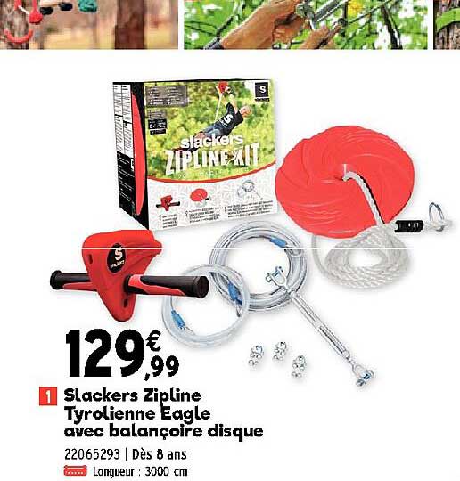 Slackers Zipline Tyrolienne Eagle Avec Balançoire Disque