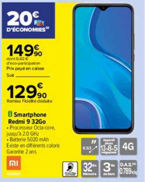 smartphone redmi 9 32go mi
