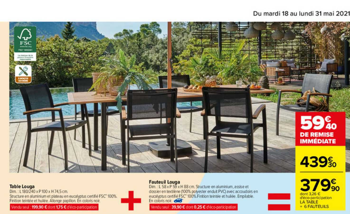 table louga + fauteuil louga