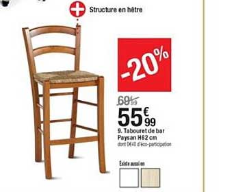 tabouret de bar paysan h62 cm