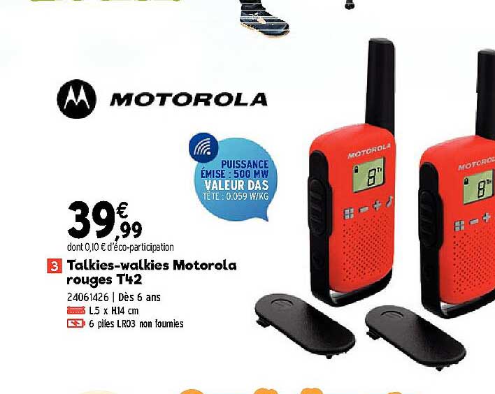 talkies walkies motorola rouges t42