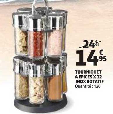tourniquet a epices x 12 inox rotatif