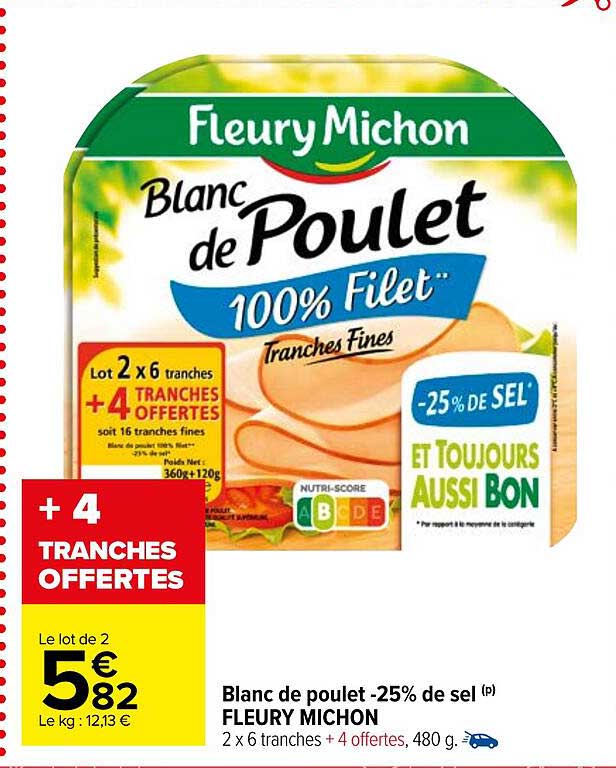 blanc de poulet -25% de sel fleury michon
