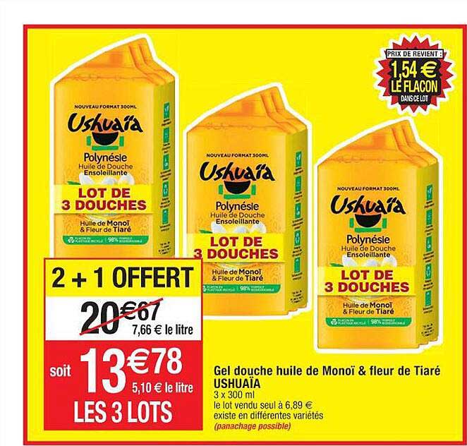 gel douche huile de monoï & fleur de tiaré ushuaïa