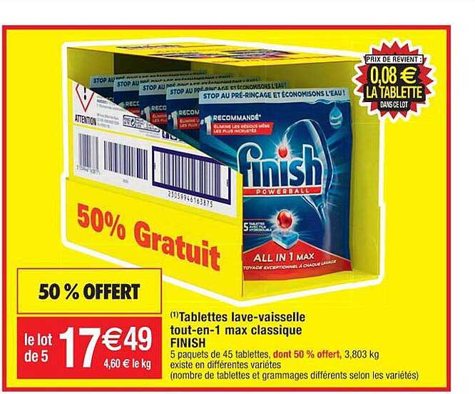 tablettes lave-vaisselle tout-en-1 max classique finish