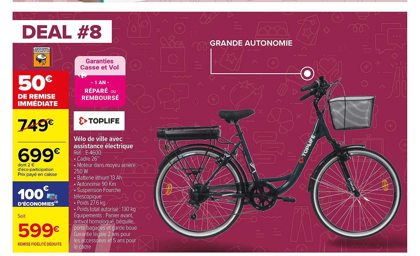 vélo de ville avec assistance électrique toplife