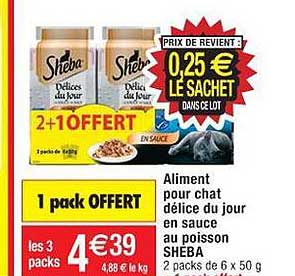 aliment pour chat délice du jour en sauce au poisson sheba
