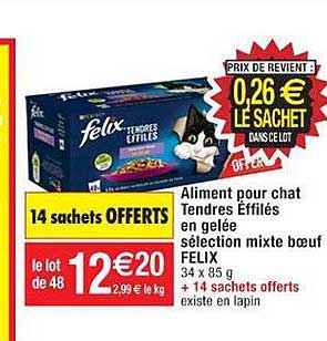 aliment pour chat tendres éffilés en gelée sélection mixte boeuf felix