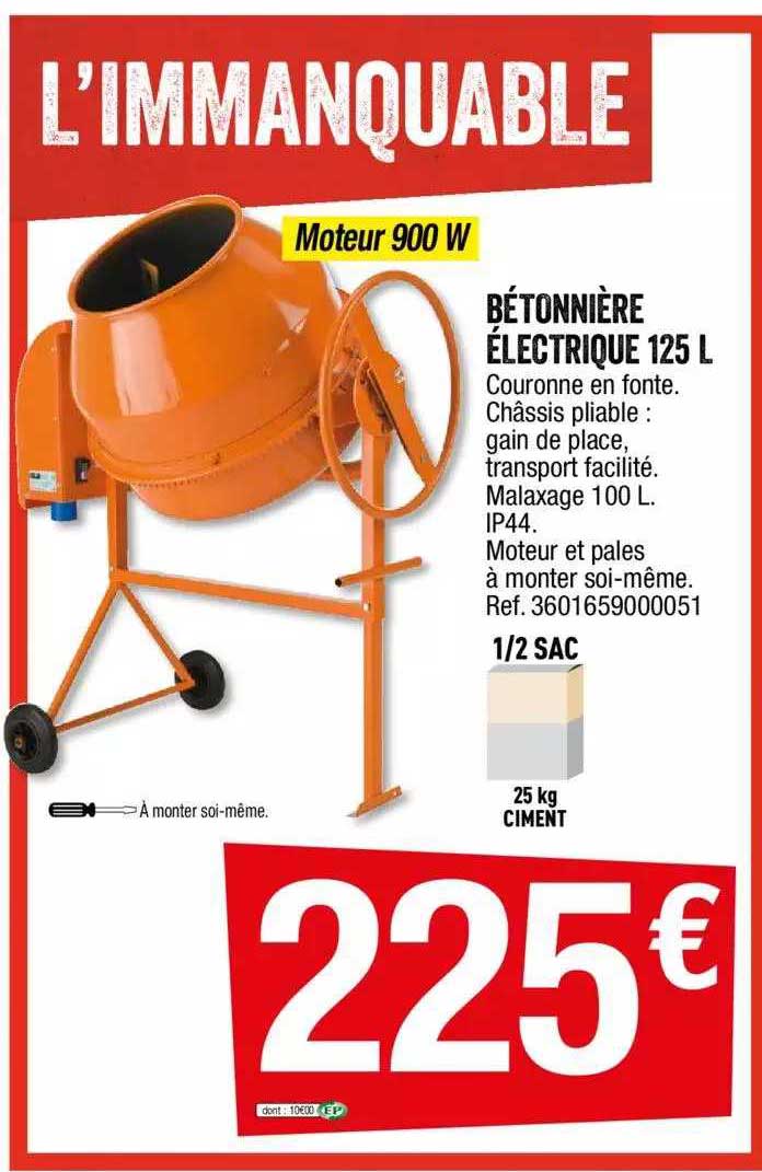 Bétonnière électrique 125 L