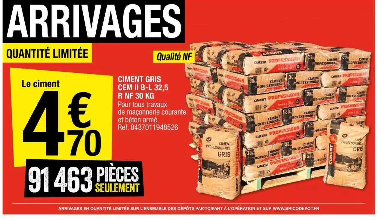 Ciment Gris Cem II B-l 32,5 R Nf 30 Kg
