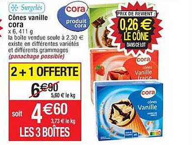 Cônes Vanille Cora Surgelés