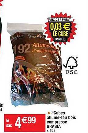 cubes allume-feu bois compressé brasia
