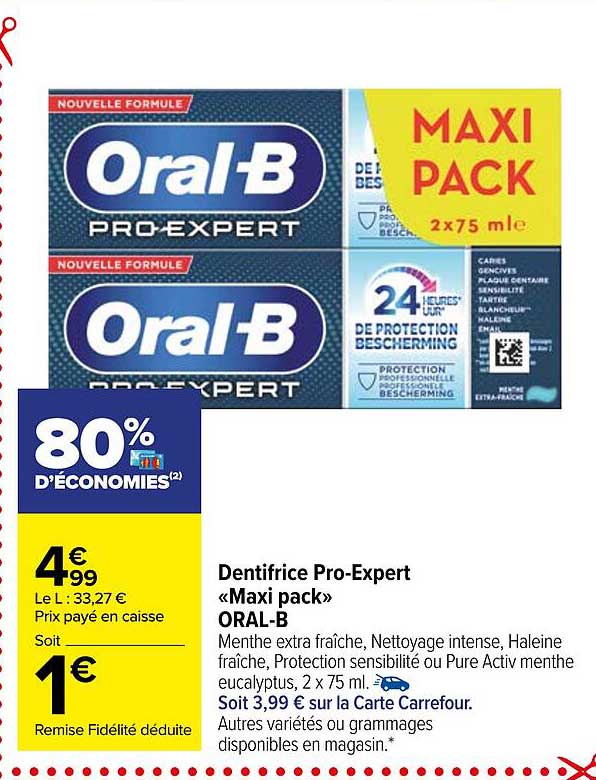 dentifrice pro-expert «maxi pack» oral-b