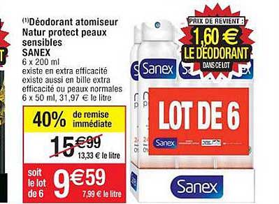 déodorant atomiseur protect peaux sensibles sanex