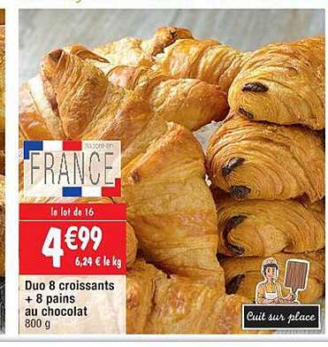 Duo 8 Croissants +8 Pains Au Chocolat