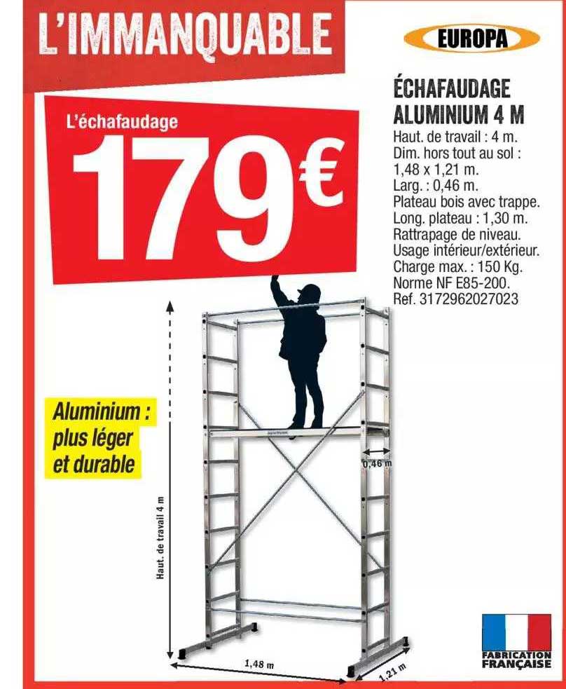 échafaudage Aluminium 4 M Europa