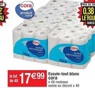 essuie-tout blanc cora