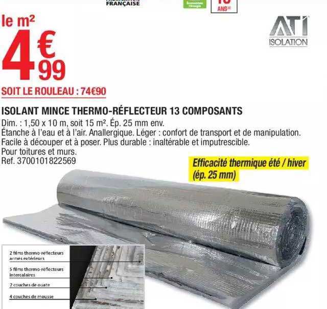 isolant mince thermo-réflecteur 13 composants