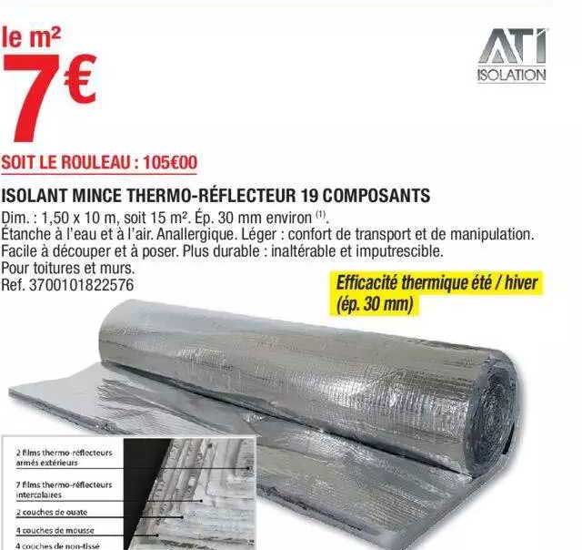 isolant mince thermo-réflecteur 19 composants