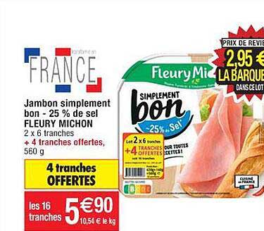 jambon simplement bon -25% de sel fleury michon