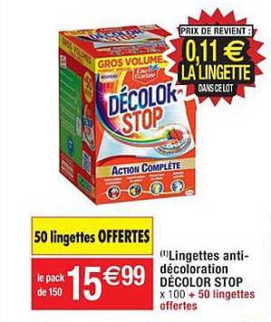 lingettes anti-décoloration décolor stop