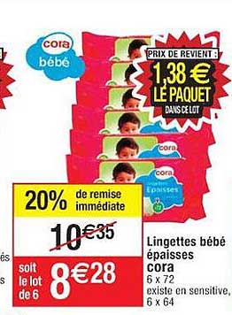 lingettes bébé épaisses cora