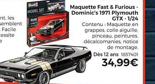 maquette fast & furious - dominic's 1971 plymouth gtx - 1-24