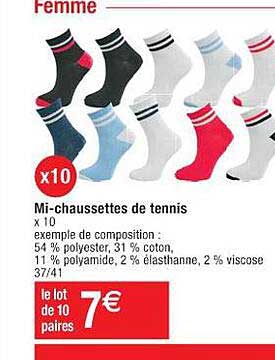 mi-chaussettes de tennis