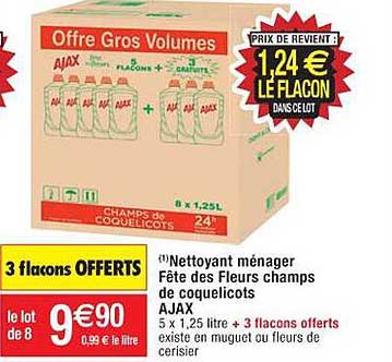 nettoyant ménager fête des fleurs champs de coquelicots ajax