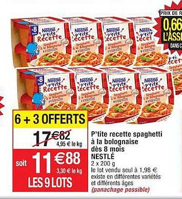 p'tite recette spaghetti à la bolognaise dès 8 mois nestlé