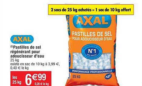 pastilles de sel régénérant pour adoucisseur d'eau axal