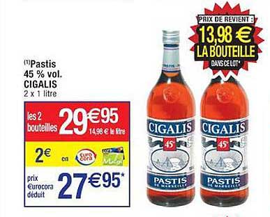 pastis 45%s vol. cigalis