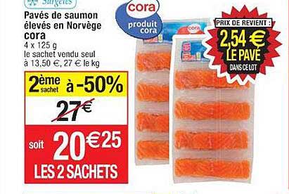 pavés de saumon élevés en norvège cora surgelés