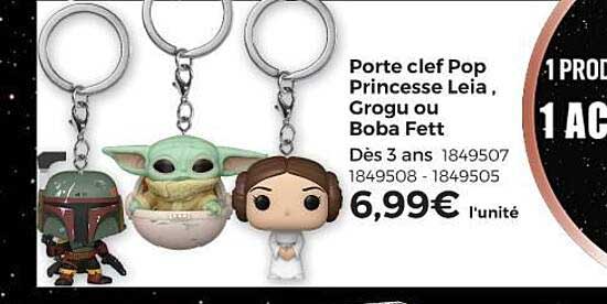 porte clef pop princesse leia, grogu ou boba fett