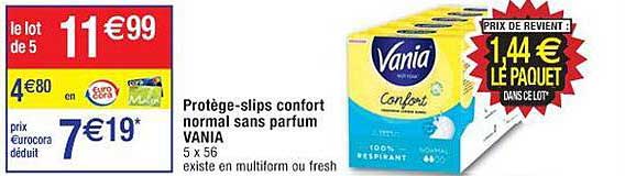 protège-slips confort normal sans parfum vania