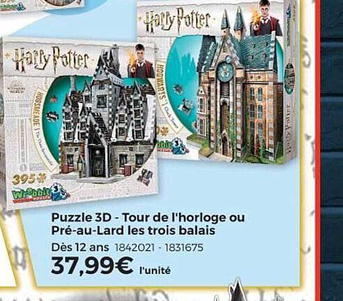 puzzle 3d - tour de l'horloge ou pré-au-Lard les trois balais