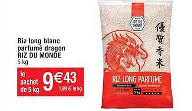 Riz Long Blanc Parfumé Dragon Riz Du Monde