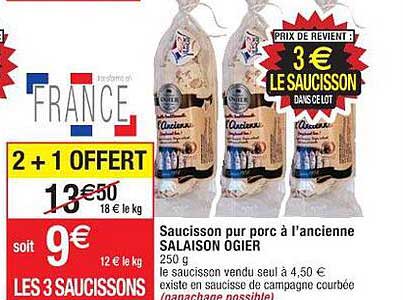 saucisson pur porc à l'ancienne salaison ogier
