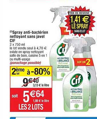 Spray Anti-bactérien Nettoyant Sans Javel Cif