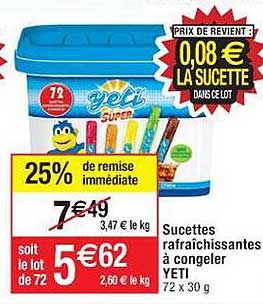 sucettes rafraîchissantes à congeler yeti