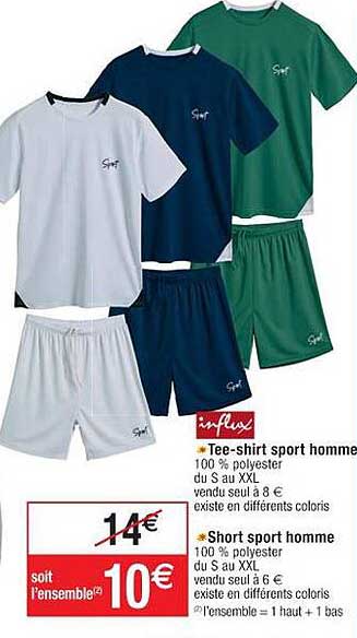 Tee-shirt Sport Homme Influx, Short Sport Homme Influx