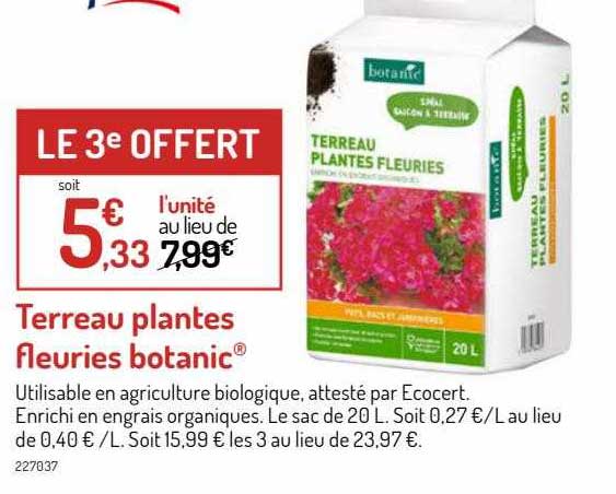 terreau plantes fleuries botanic