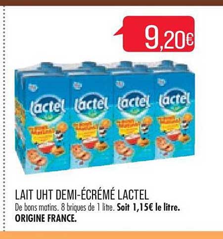 lait uht demi-écrémé lactel