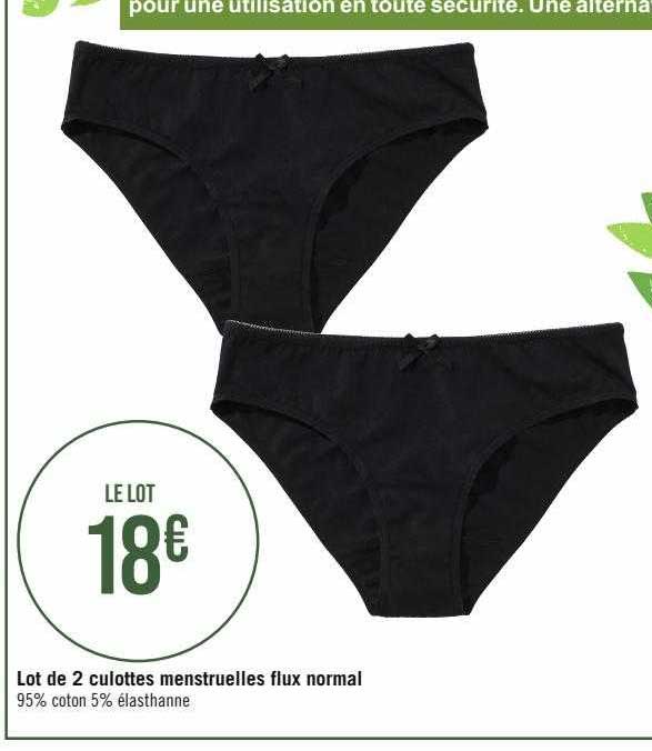 lot de 2 culottes menstruelles flux normal