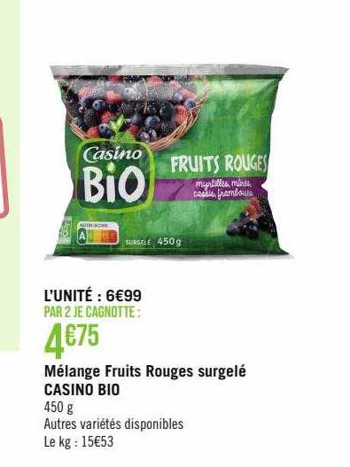 Mélange Fruits Rouges Surgelé Casino Bio