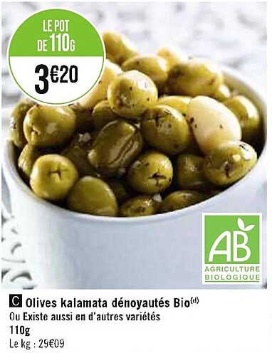 Olives Kalamata Dénoyautés Bio